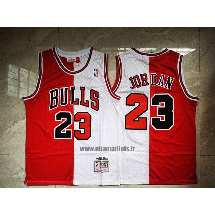 Maillot Chicago Bulls Michael Jordan NO 23 Split Blanc Rouge