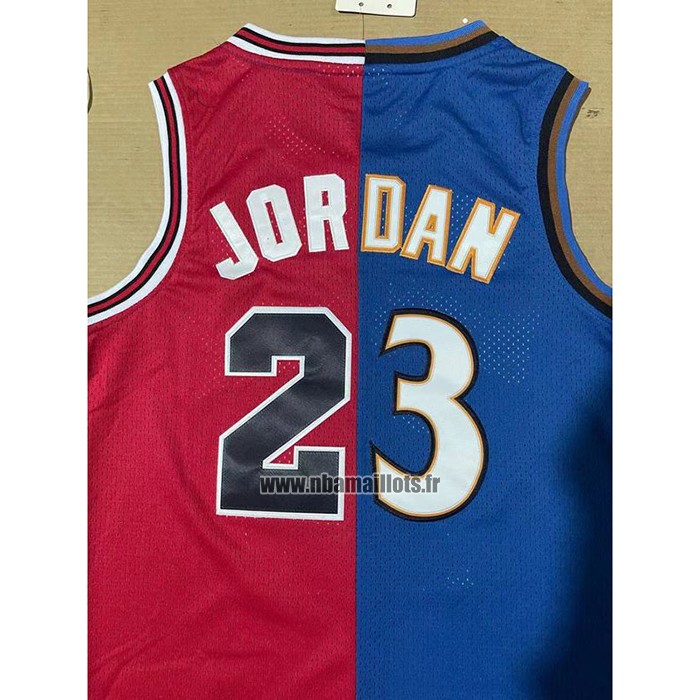 Maillot Chicago Bulls Washington Wizards Michael Jordan NO 23 Split Bleu Rouge