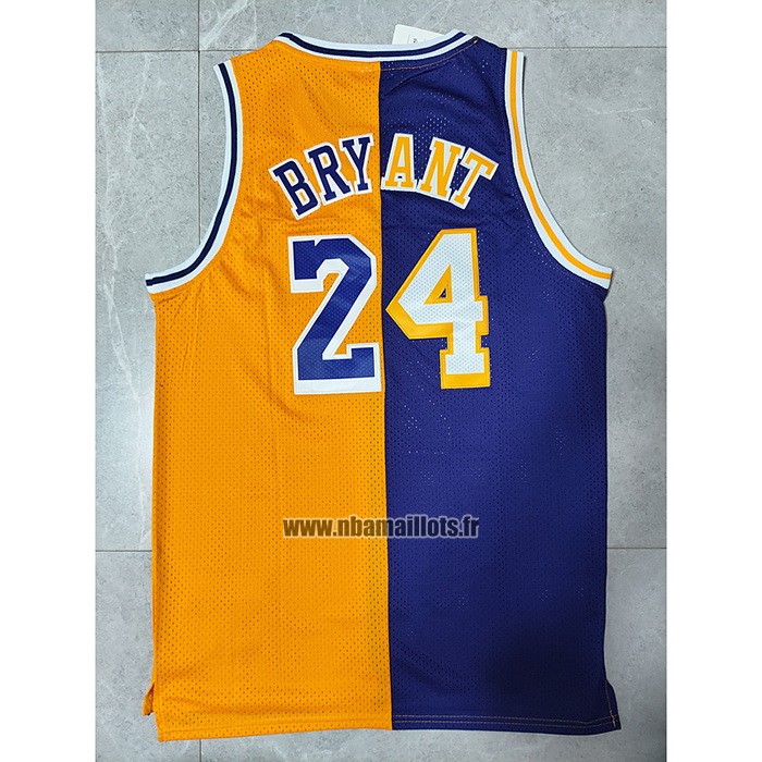 Maillot Los Angeles Lakers Kobe Bryant NO 24 Mitchell & Ness 1996-97 Split Jaune Volet