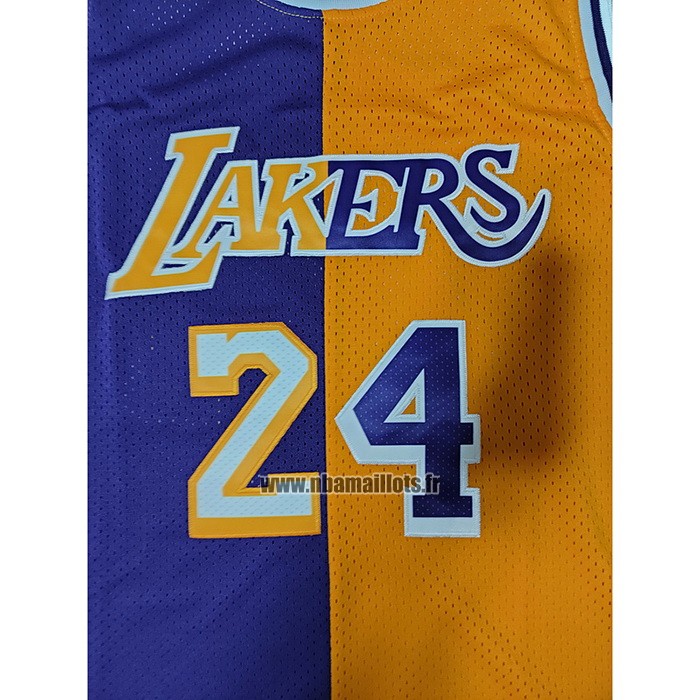 Maillot Los Angeles Lakers Kobe Bryant NO 24 Mitchell & Ness 1996-97 Split Jaune Volet