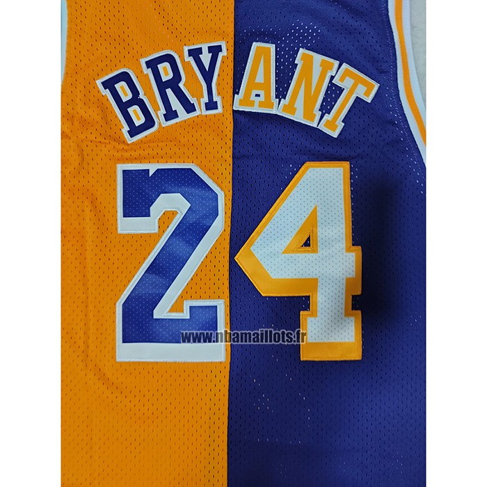 Maillot Los Angeles Lakers Kobe Bryant NO 24 Mitchell & Ness 1996-97 Split Jaune Volet