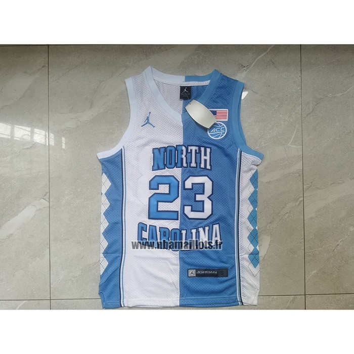 Maillot NCAA North Carolina Tar Heels Michael Jordan NO 23 Split Bleu Blanc