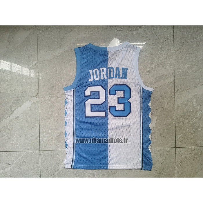 Maillot NCAA North Carolina Tar Heels Michael Jordan NO 23 Split Bleu Blanc