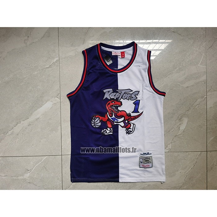 Maillot Tornto Raptors Tracy McGrady NO 1 Mitchell & Ness 1998-99 Split Volet Blanc