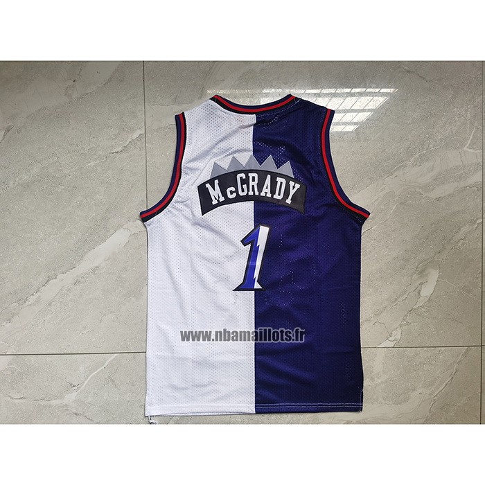 Maillot Tornto Raptors Tracy McGrady NO 1 Mitchell & Ness 1998-99 Split Volet Blanc
