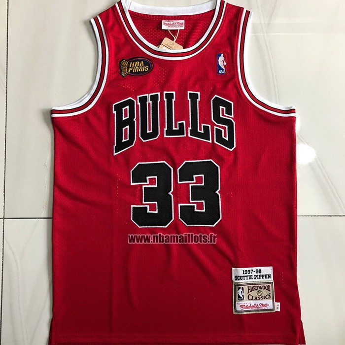 Maillot Chicago Bulls Scottie Pippen NO 33 1997-98 NBA Finals Mitchell ...