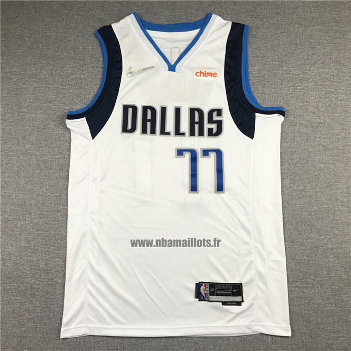 Maillot Dallas Mavericks Luka Doncic NO 77 Association 2021 Blanc